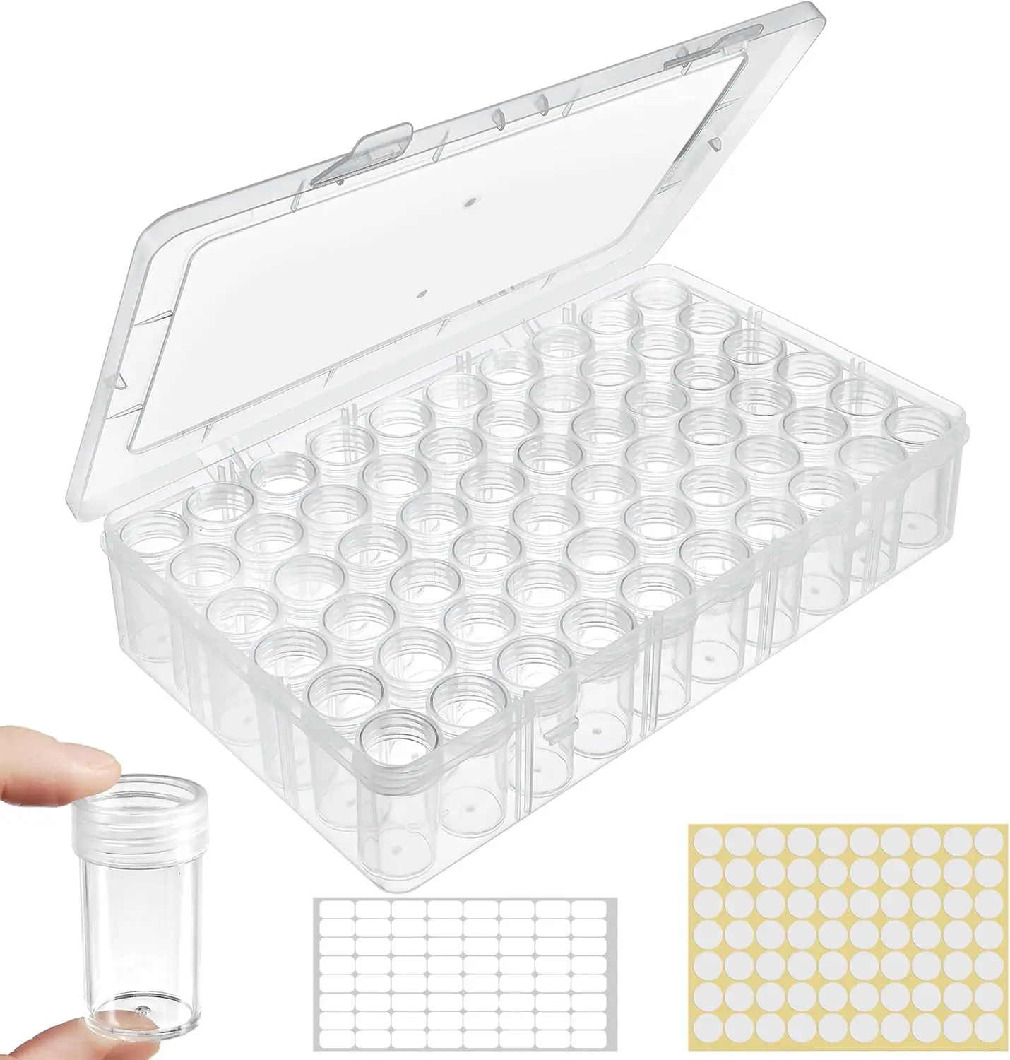

2 Packs 60 Grid Bead Organizer and Storage Case for Diamond Painting, Portable Plastic Craft Box for Seeds, Beads, Sewing