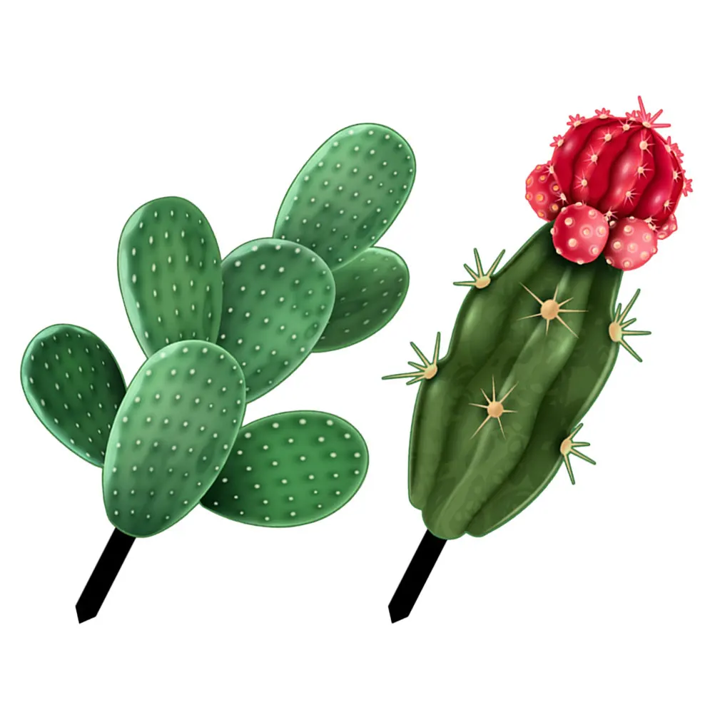 

2Pcs Acrylic Cactus Lawn Sign Yard Stake Decor Outdoor Courtyard Decoration Ground Insert Ornament