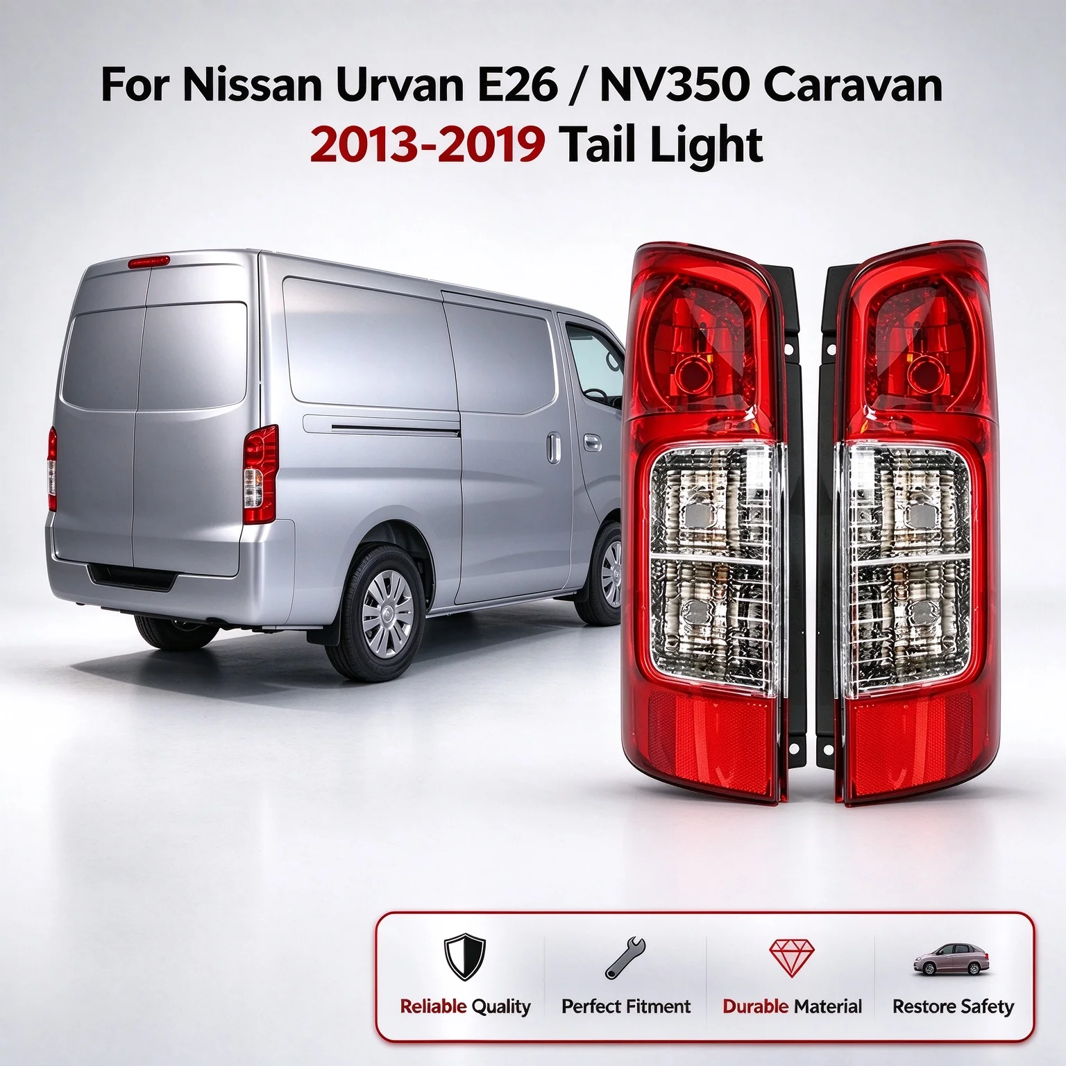 Car Rear Taillight For Nissan Urvan E26 NV350 2013 2014 2015-2019, Tail Lamp Brake Turn Signal Light Replacement