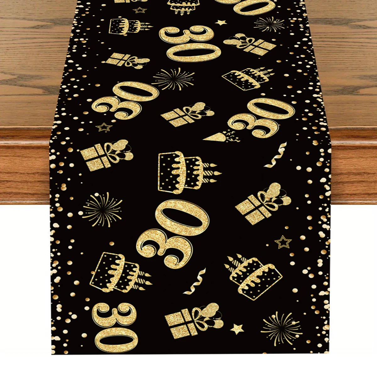 1pc Black Pink Gold Full Version of Digital Table Runner Happy Birthday Party Decor 18 30 40 50 60th Birthday Table Cover Decor