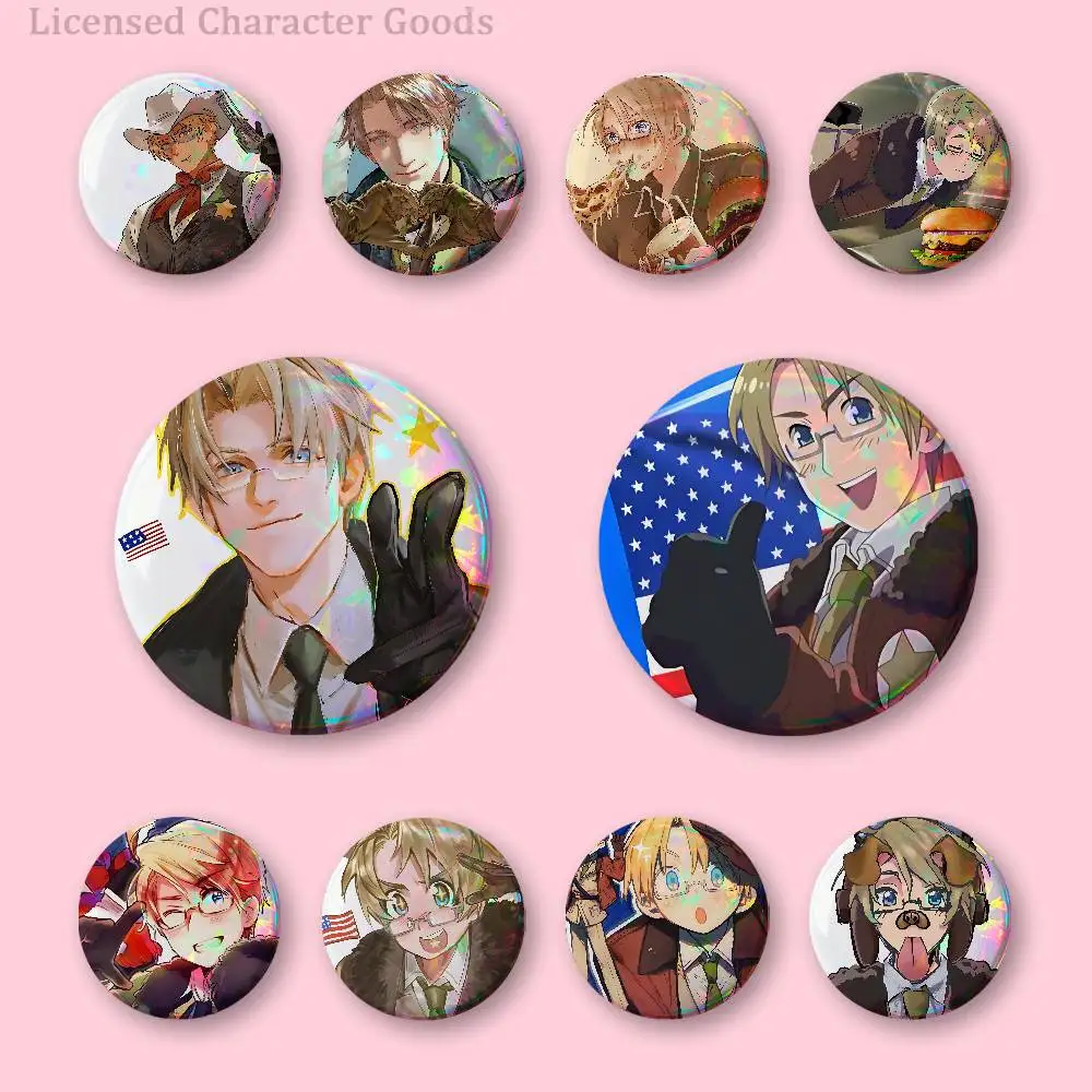 A-Alfred F J-Jones America Badges Round Nijigen Otaku Culture IP peripheral products  58mm 44mm 32mm 75mm 25mm Mini