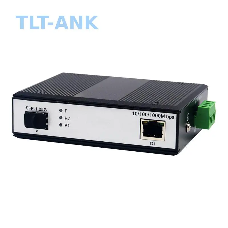 Industrial Gigabit Media Converter 1 SFP Slot + 1 RJ45 DIN Rail 10/100/1000Mbps SFP Media Converter for Network Fiberization