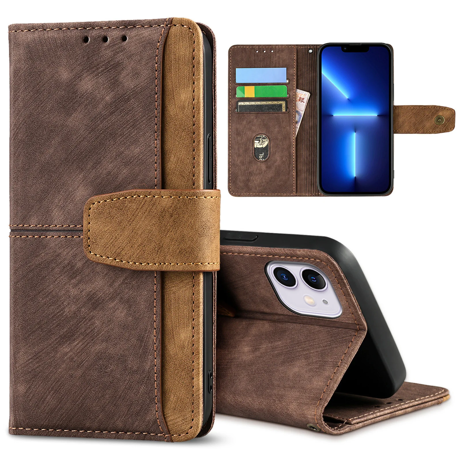 Wallet Flip Case for OPPO Realme Narzo N55 N53 80 70X 60X 50A 50i 50 30 20 Pro Retro Leather 3 Cards Shockprook Phone Cover