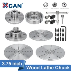 XCAN Wood Lathe Chuck 3.75 inch Step Round Pin Jaw Self Centering Parts Wood Lathe Turning Tools