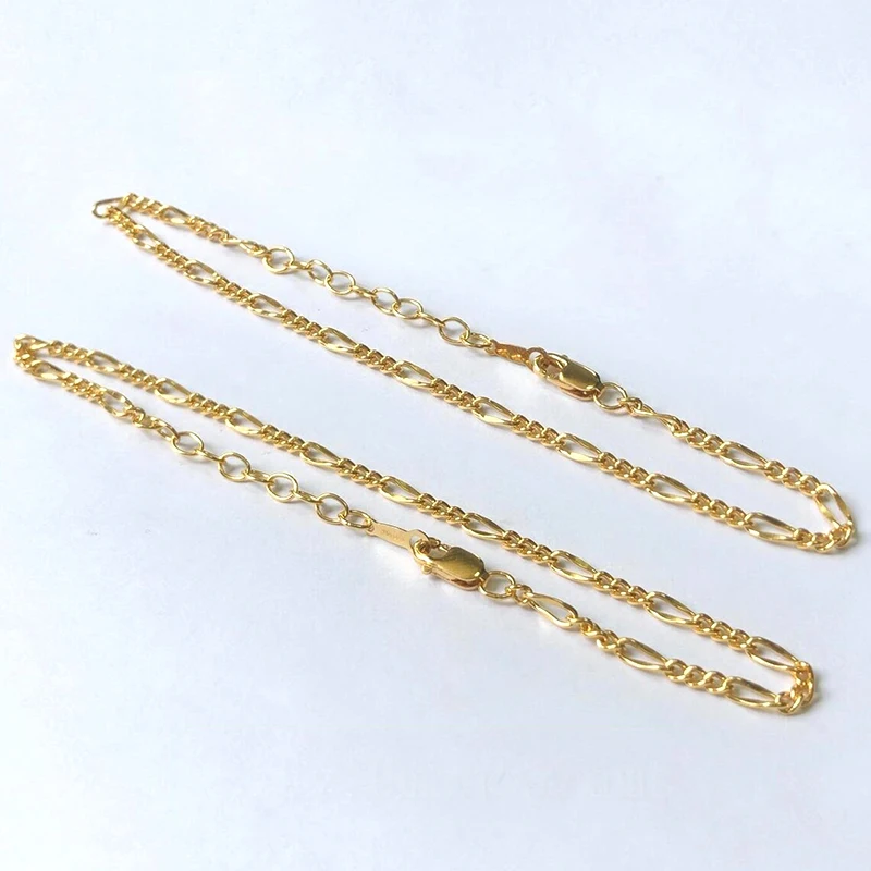 14k Gold Fille Armband Kette 2,5mm Gold Zierliches Figaro Armband für Frauen Armband Minimalistische Goldkette Geschenk für Sie Schmuck – Detail 10