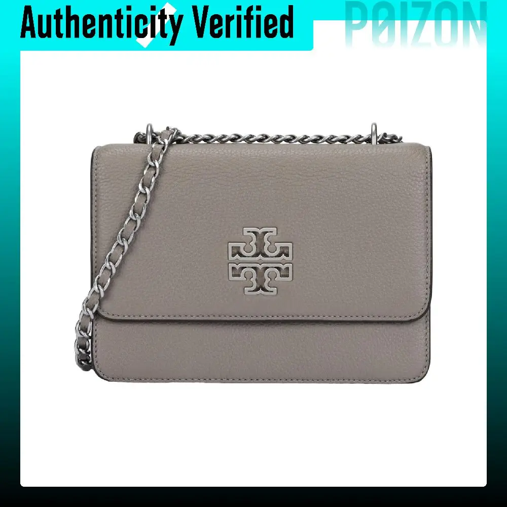 TORY BURCH Tory Burch Britten Litchi Grain Leather Shoulder Bag, Crossbody Bag Small Women's Heron Gray 73505-082