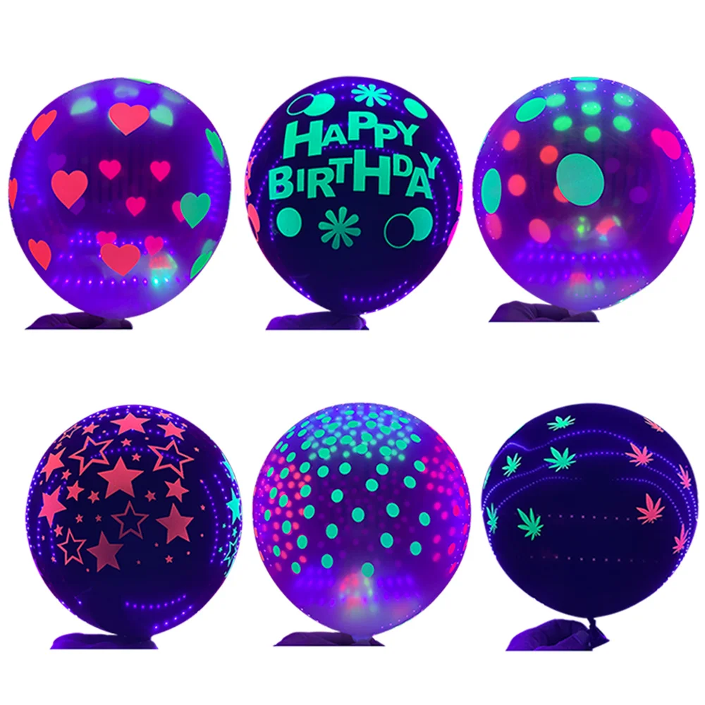 30 Pcs Glow in The Dark Balloons Neon  Decoration Neon Party Supplies UV Blacklight Latex Balloons 12 Inch Reactive Fluorescent