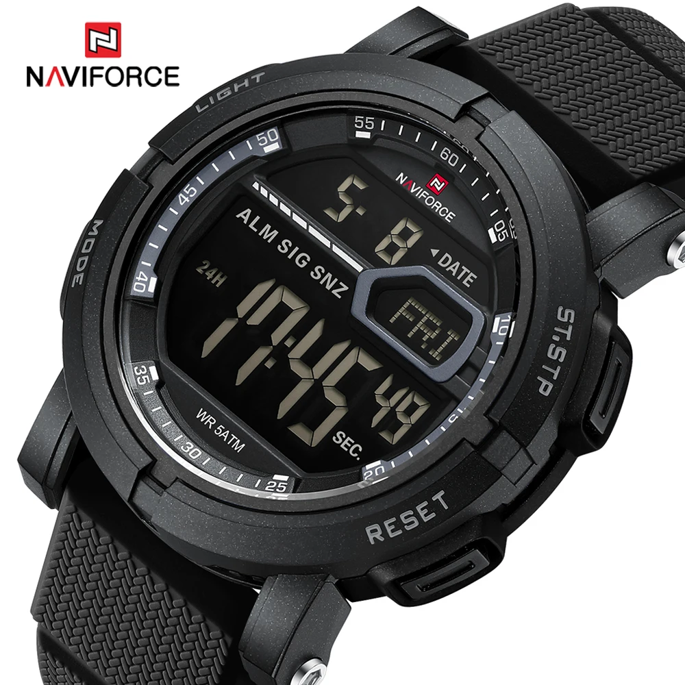 NAVIFORCE Top Brand Digital Watches Sports LED Wristwatches Men's 50m Waterproof Watch Digital Light Stopwatch Watch for Men