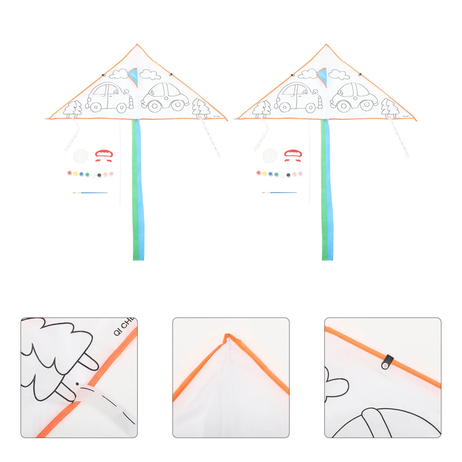 2 Sets DIY handbemaltes Drachen-Outdoor-Spielzeug für Kinder, zum Dekorieren, Ausmalen, Sommer, Graffiti, Polyester, Kind