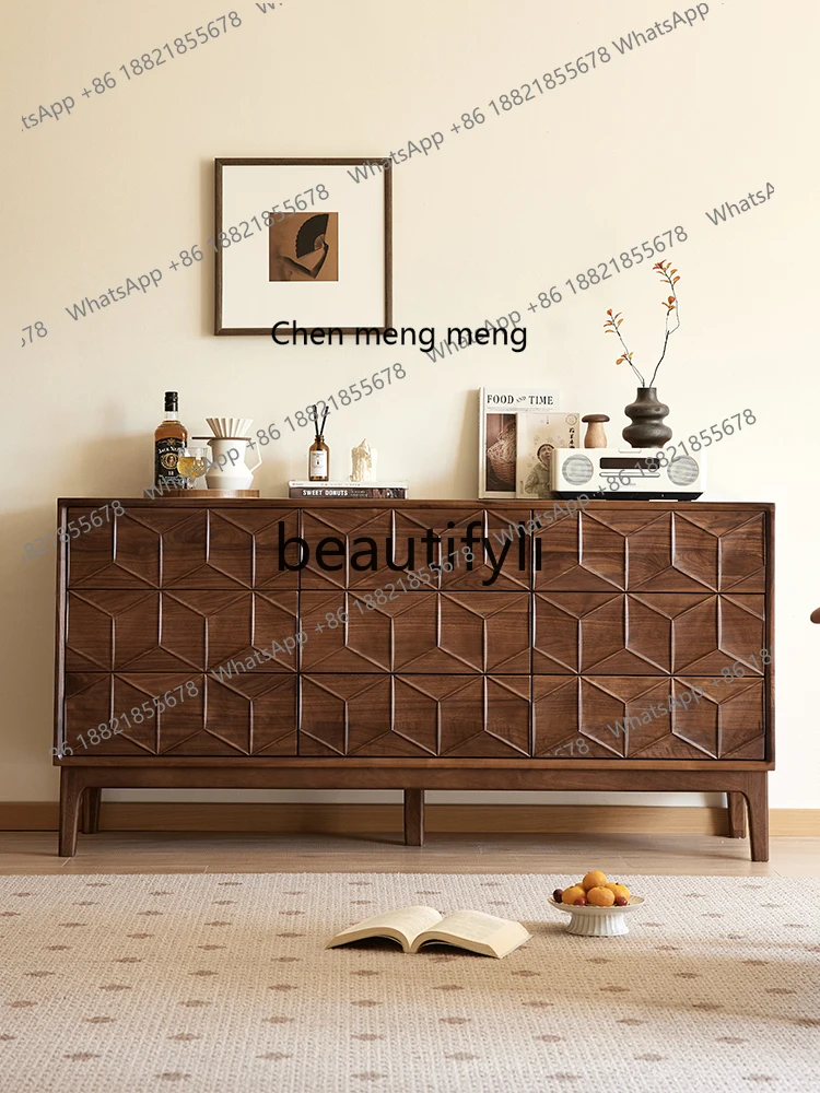 

178North American black walnut diamond shape nine chest cabinet Nordic simple creative locker Household solid wood chest cabinet