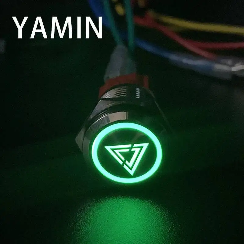 زر إعادة الضبط مع الحروف المضيئة 1NO 1NC ، 19 مللي متر ، مصدر طاقة ، ليزر مخصص 3A 250VAC ، زر دفع معدني