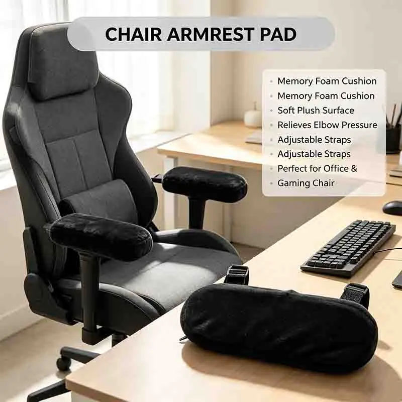 Heightened Chair Armrest Pads, Thick Memory Foam Plush Elbow Cushion, Gaming Office Chair Arm Rest Support Pillow