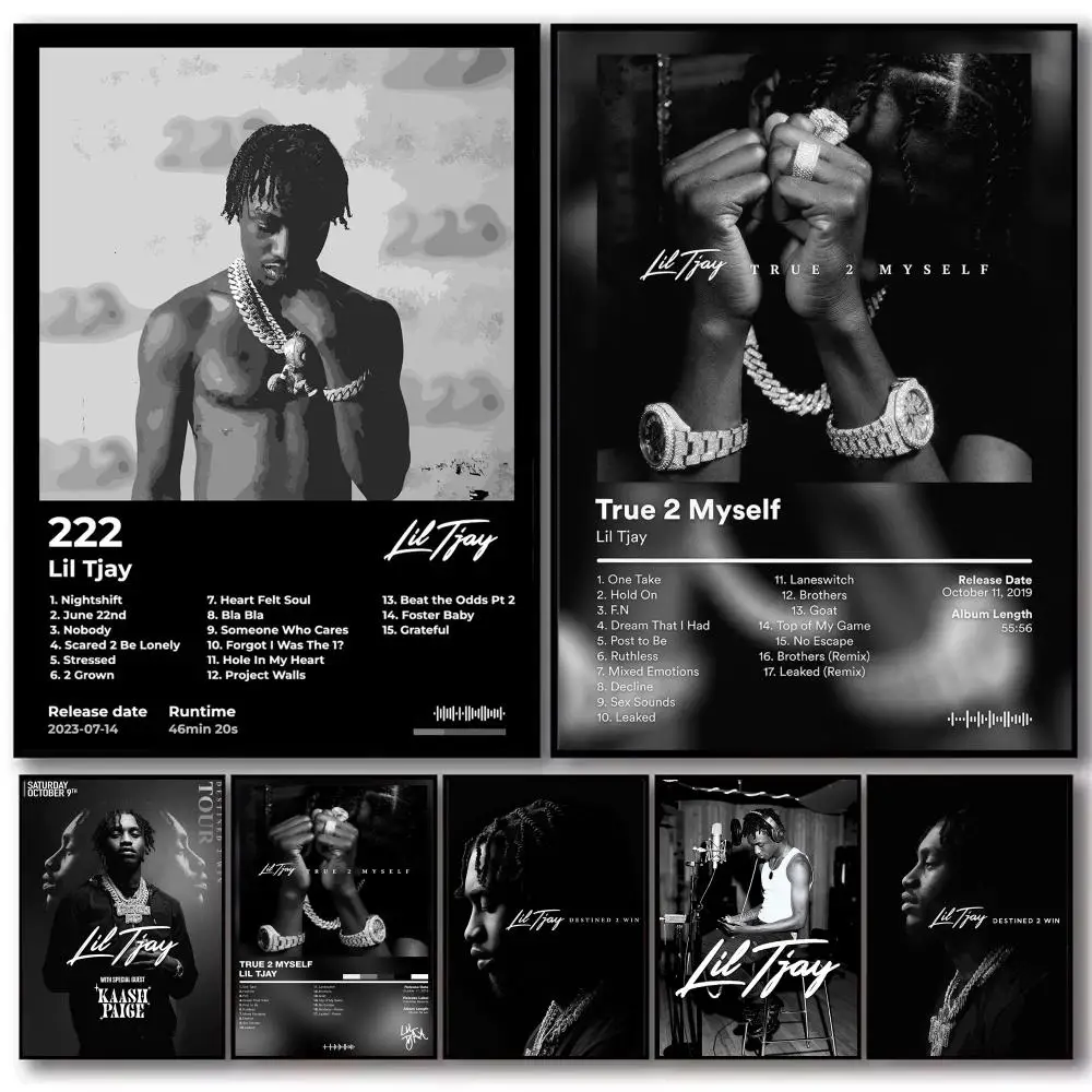Rapper Music Pop Album L-Lil Tjay Poster Decorative Stickers Wall Art Mural Photo Design for Home Living Room Hallway Decor Gift