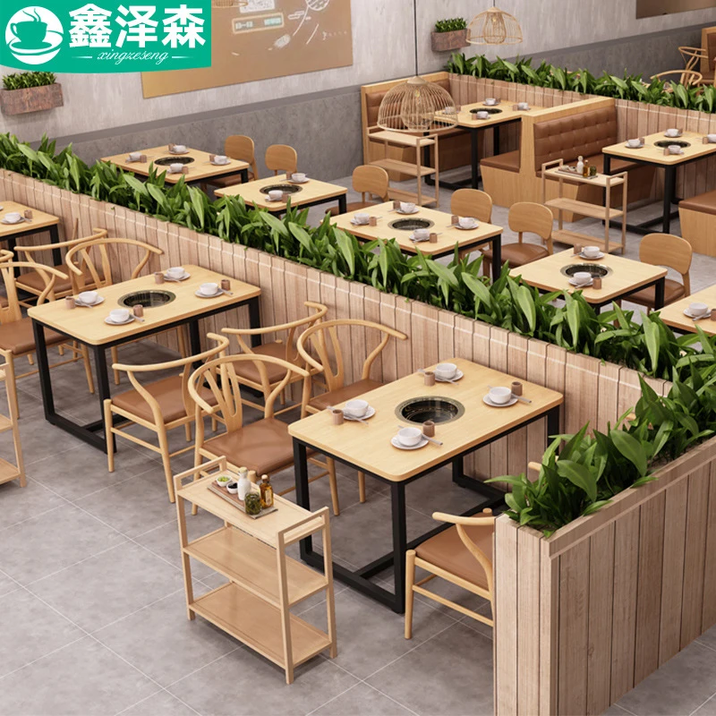Conjuntos de Mesa y Sillas para Hot Pot, Restaurantes Temáticos Comerciales, Comedores y Tiendas de Barbacoa, con Intención de Exportación