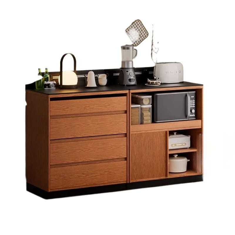 

Modular combination, side cabinet, coffee cabinet, home appliance storage cabinet, rock slab against the wall, kitchen