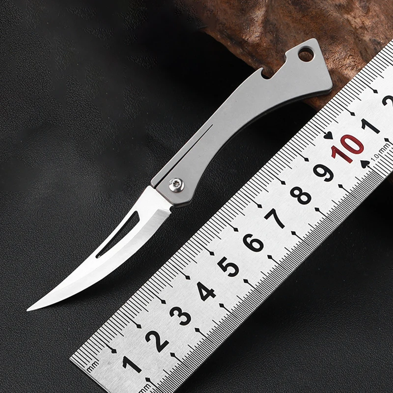 Sharp Titanium Alloy Folding Knife Multifunctional Bottle Opener Mini Knife Outdoor Survive Portable Pocket Knife Fishing Knife