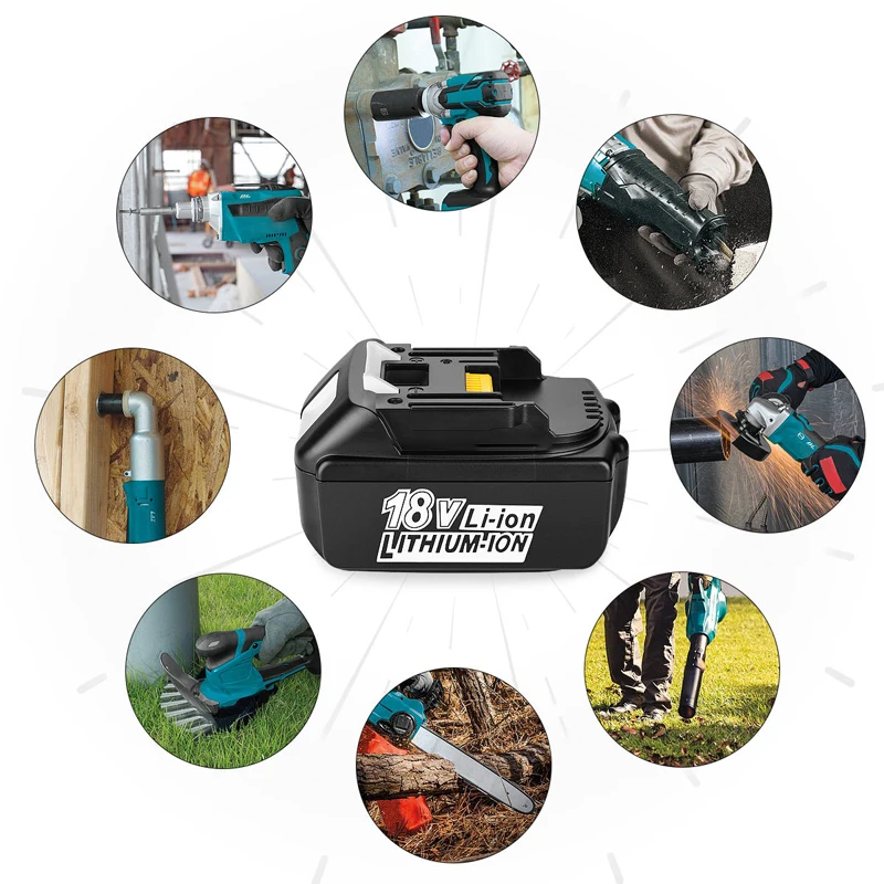 6000mAh 18V Li-ion Battery for Makita LXT BL1830 BL1850 BL1860 Power Tools High Capacity Long Runtime Premium Quality with LED