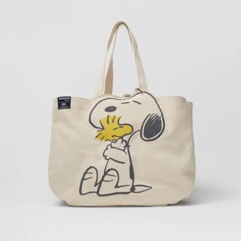 Cute Snoopy Printed Canvas Shopping Bag Ladies Handbag Reusable Eco Friendly Tote Bag Portable Purse for Outdoor and Daily Use view 2