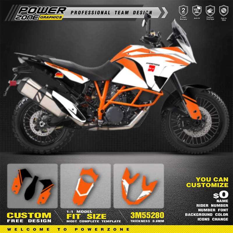 

PowerZone Custom Graphics Backgrounds Decals for Stickers Kit For KTM SUPERMOTO 2003-2016 ADV ADV S ADV R 1050 1090 1190 04