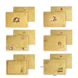 Vintage Christmas Kraft Letter Paper Santa Claus Snowman Envelope Letter Pad DIY Greeting Card Xmas New Year Party Supplies