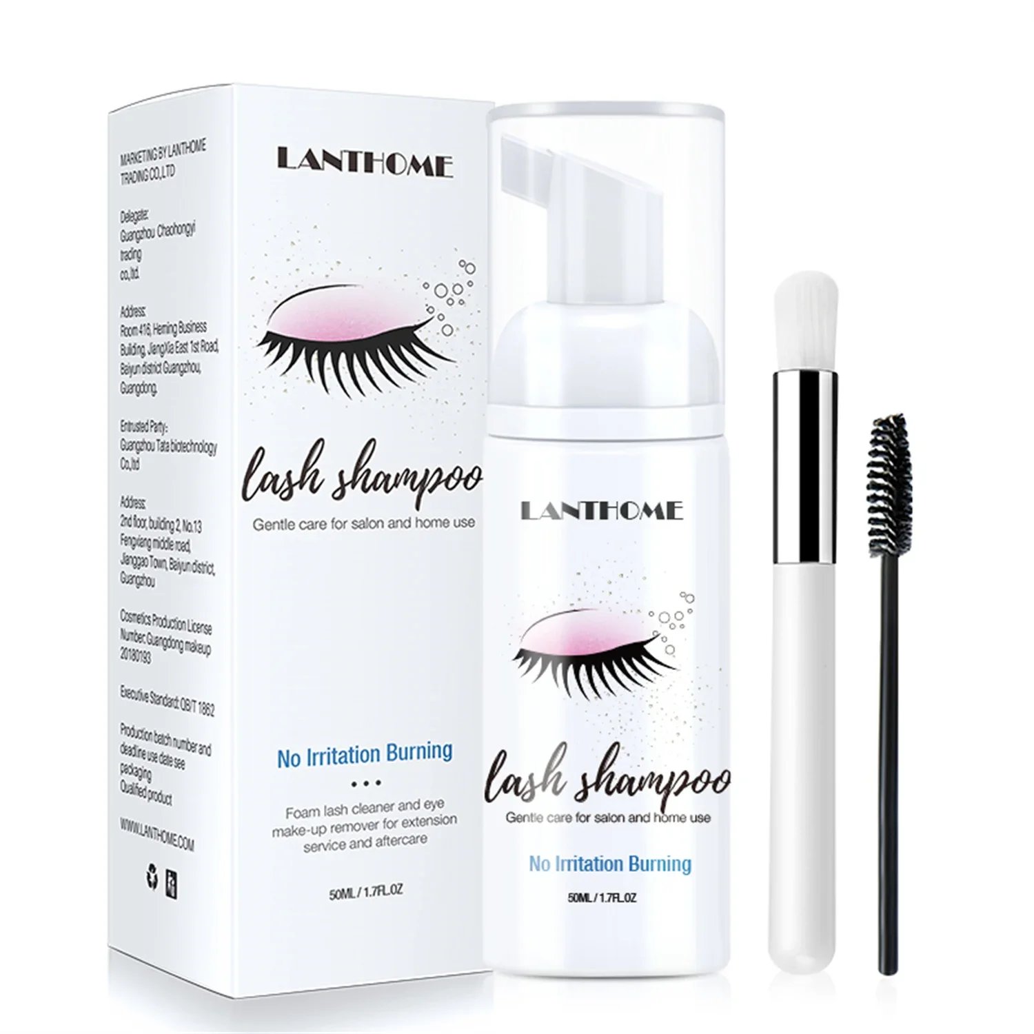 Lanthome Eyelash Extension Shampoo Foam Deep Clean Cleanser For Makeup Tools Mascara Remover Glue Salon Home Use For Women