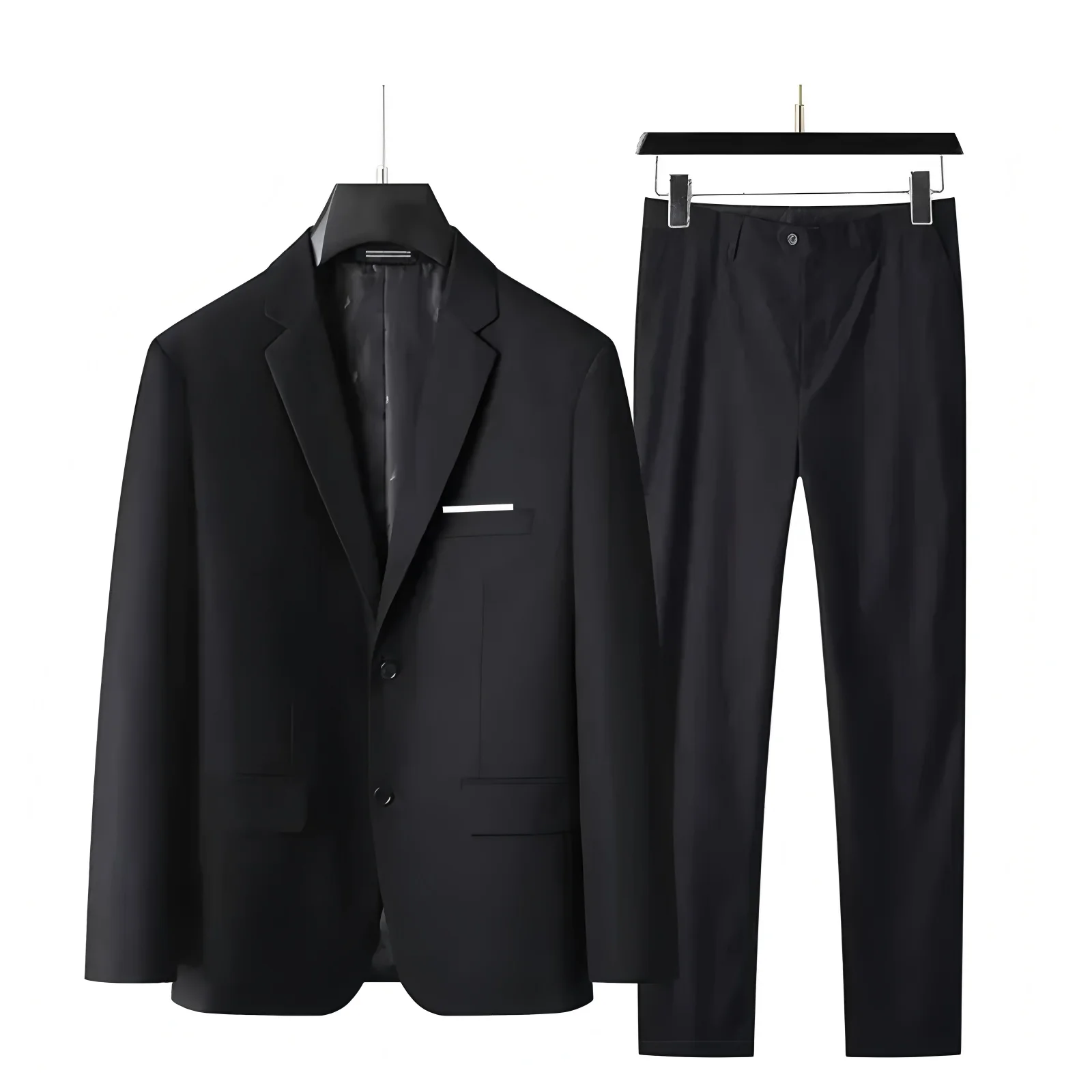 الرجال الدعاوى الرسمية الأعمال محززة التلبيب العريس بدل زفاف للرجال 2 قطعة سليم صالح البدلات الرسمية السترة السراويل Trajes De Hombre #2