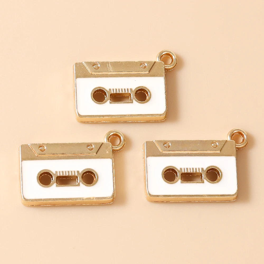 Leslie 10 Stück Emaille-Anhänger mit Motiven von Musik, Radio, Grammophon und Kassetten für die Schmuckherstellung, Anhänger, Halsketten, Ohrringe, DIY-Handarbeiten – Detail 26