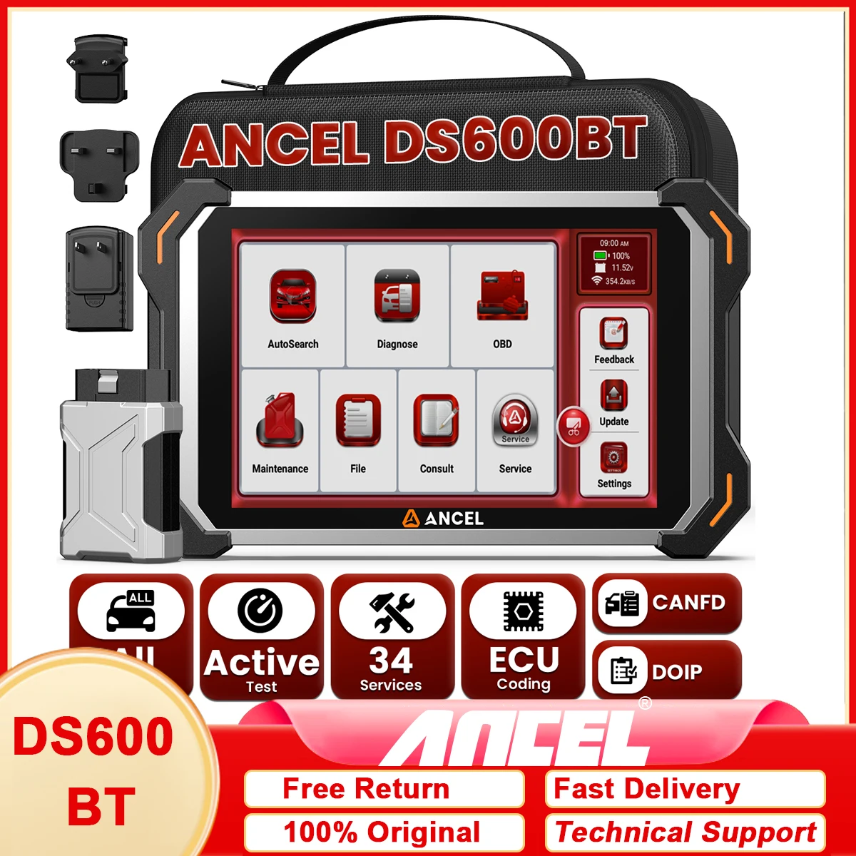 

Сканер ANCEL OBD2, полный системный инструмент для сканирования, 34 + сброс, ECU, онлайн-кодирование FCA SGW AutoAuth, CANFD DOIP, диагностический инструмент для автомобиля
