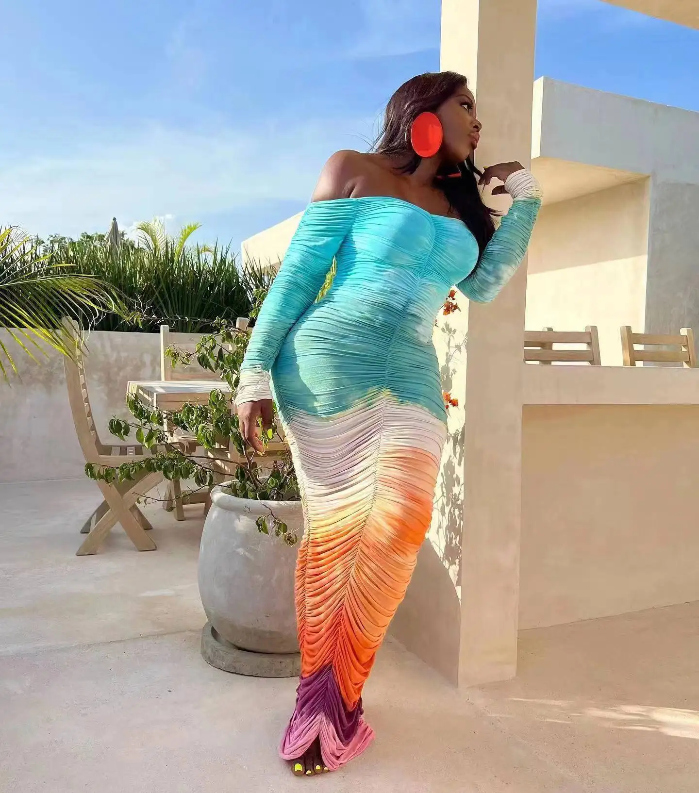 

Sexy Women Dress Salsh Nech Color Patchwork Slim Bodycon Party Night 2023 Summer Dresses For Women Vestidos