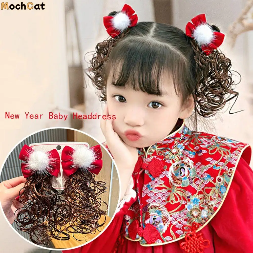 

Chinese Style Hair Clip Tassels Girl Hair Accessories New Year Headdress Baby Wig Hairpin Bow Hairclip Child Hair Accessories