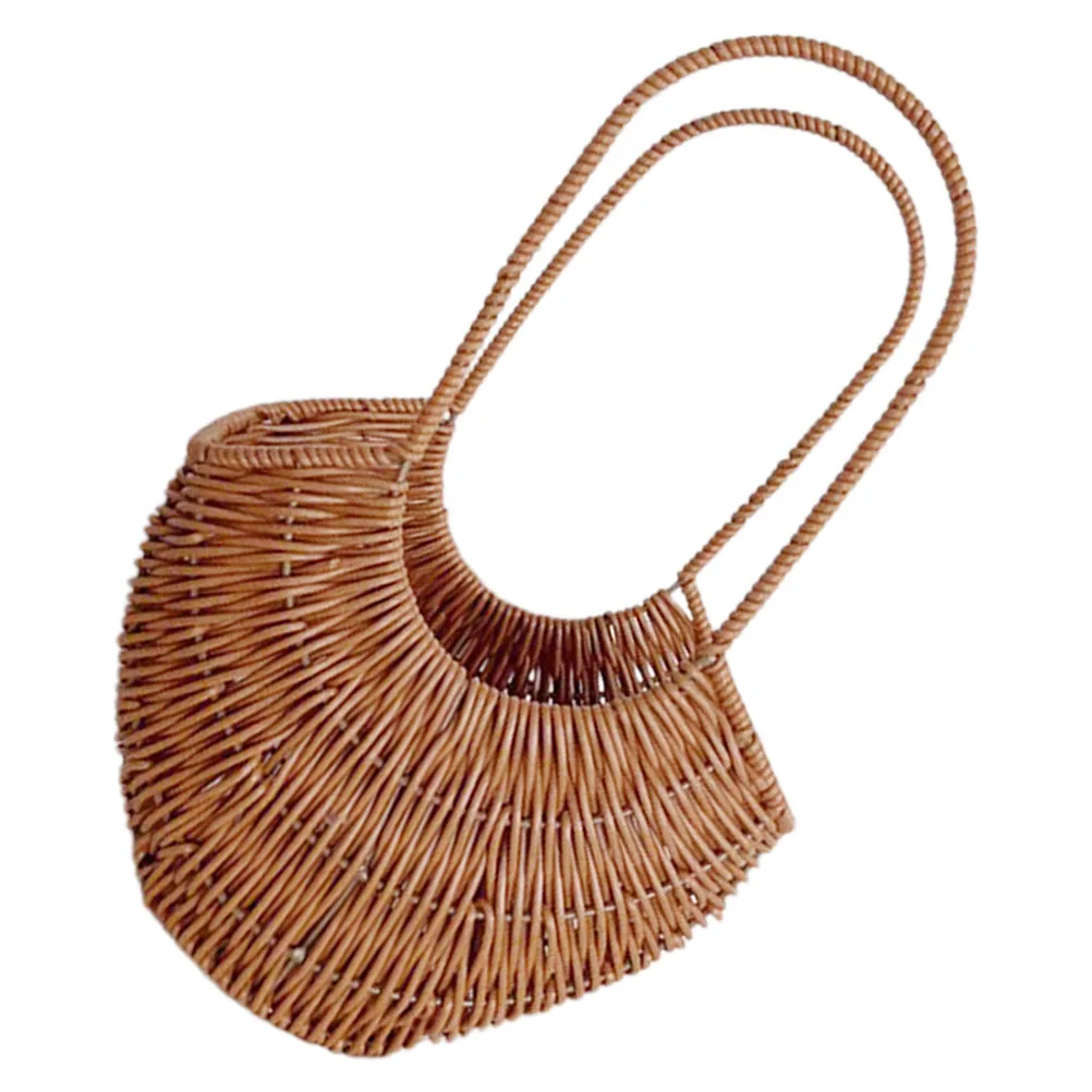 

Simulation Rattan Fruit Basket Small Size Hand Woven Decorative Storage Baskets Home Decor Flower Planting Picnic Hamper