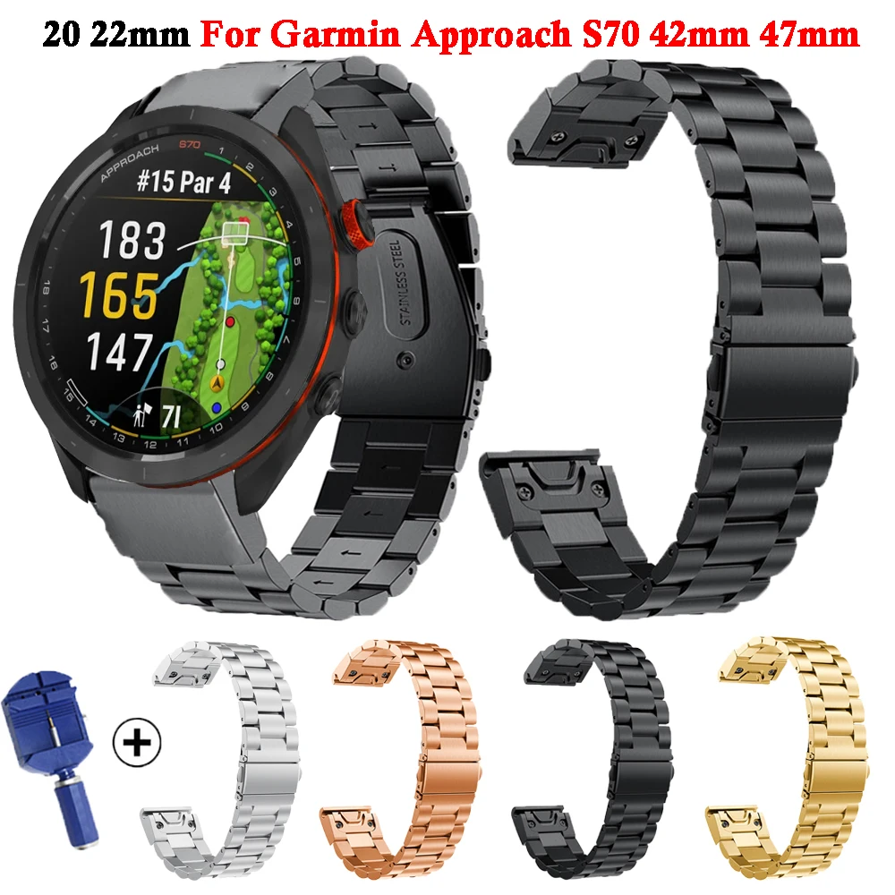 Metal Strap for Garmin Approach S70 42mm 47mm Stainless Steel Wristband for Fenix 7 7S 6S 6 Pro 5S 5 Plus Epix 20 22mm Correa