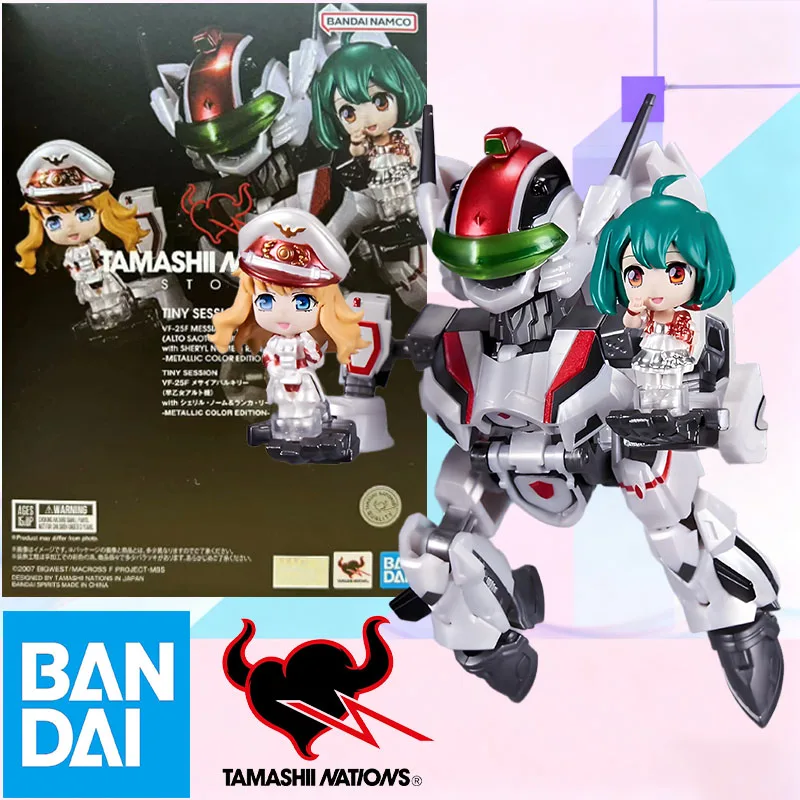 

In Stock BANDAI Original Box TINY SESSION MESSIAH VALKYRIE WITH SHERYL NOME AND RANKA LEE Action Figure Model Gift for Kids