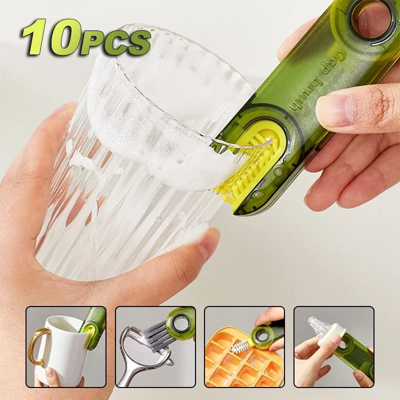 New Multi-Purpose Cup Crevice Cleaning Brush 3-in-1 Tea Ware Cleaning Tool Kettle Bottle Lid Cleaner Kitchen Accessories