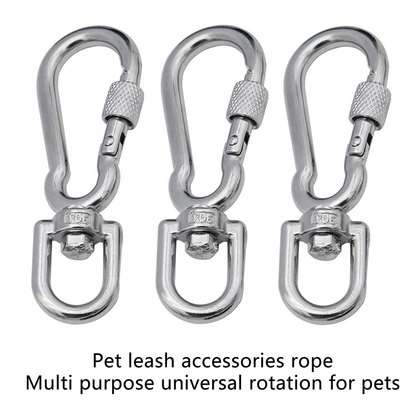 Stainless Steel Swivel Snap Hooks Locking Dog Leash Buckle Quick Release Buckle Carabiner Clips For Dog Walking Camping