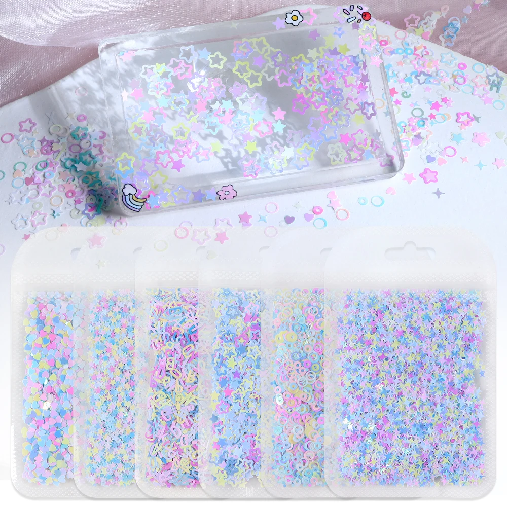 5 g/bag Mermaid Resin Sequins Epoxy Resin Filling Iridescent Aurora Star Letter Circle Shape Paillettes DIY Resin Crafts Filler