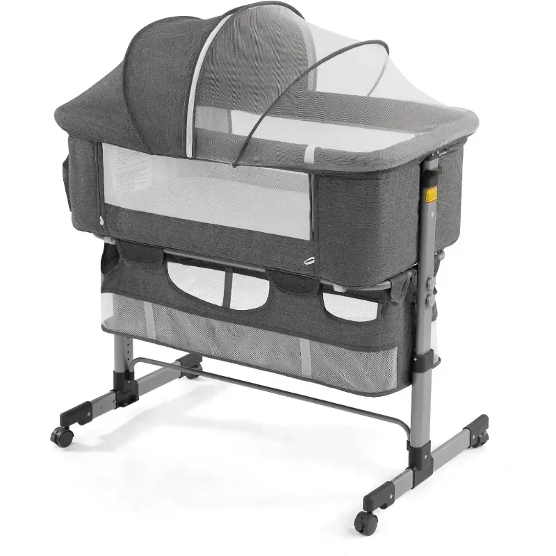 

Bedside Sleeper Bedside Crib Baby Bassinet 3 in 1 Travel Crib with Breathable Mesh Adjustable Portable Crib