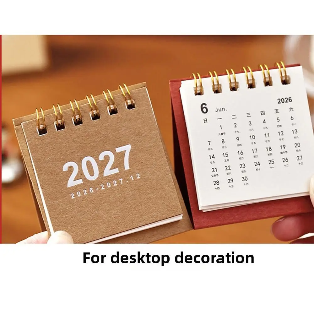 New Mini 2027 Desk Calendar Double Coil Standing Base Standing Calendar Mini Calendar Daily Planning