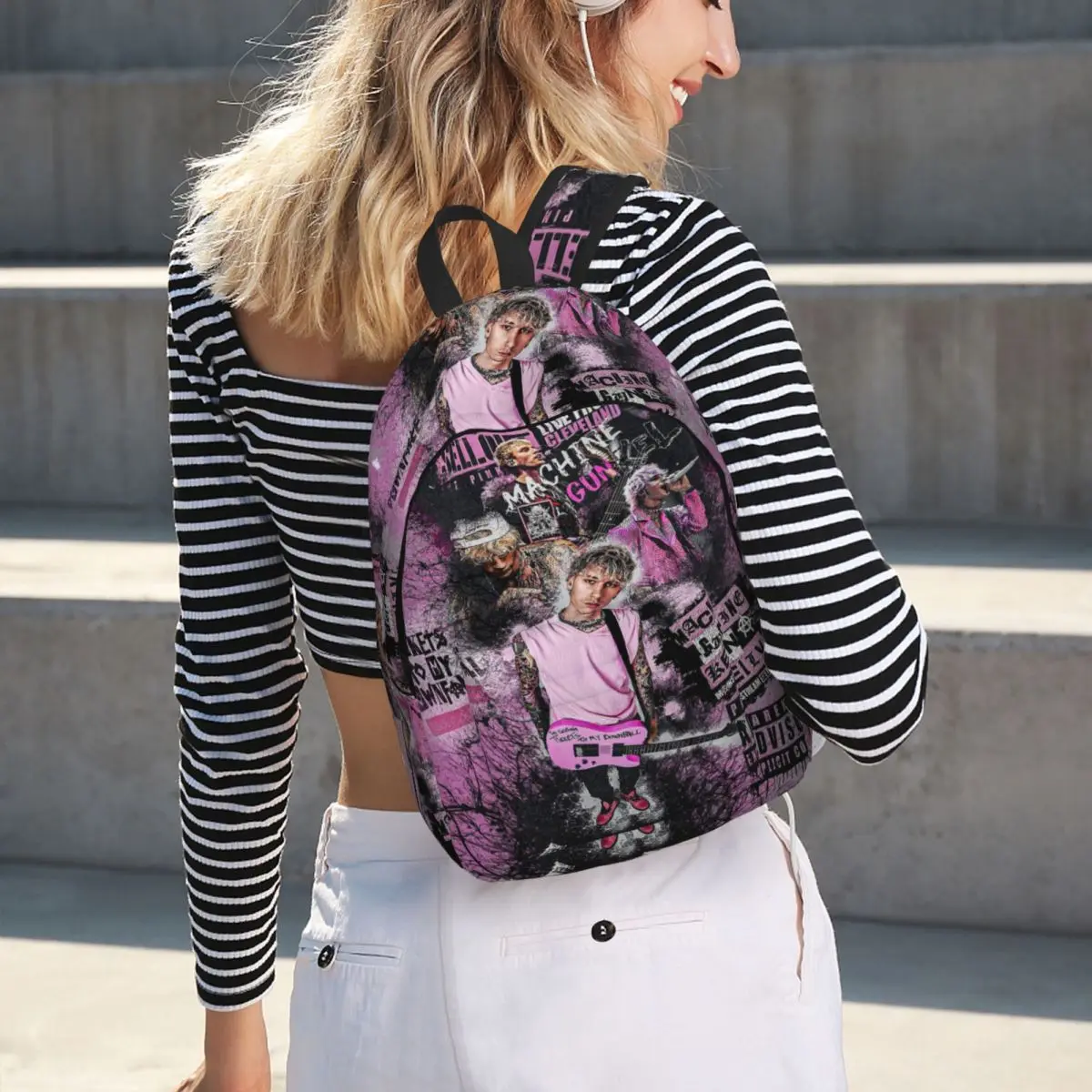 Rapper MGK M-Machine Gun K-Kelly Student Backpack School Bag Hiking Travel Daypack for Boys Girls Bookbag Shoulder Bags