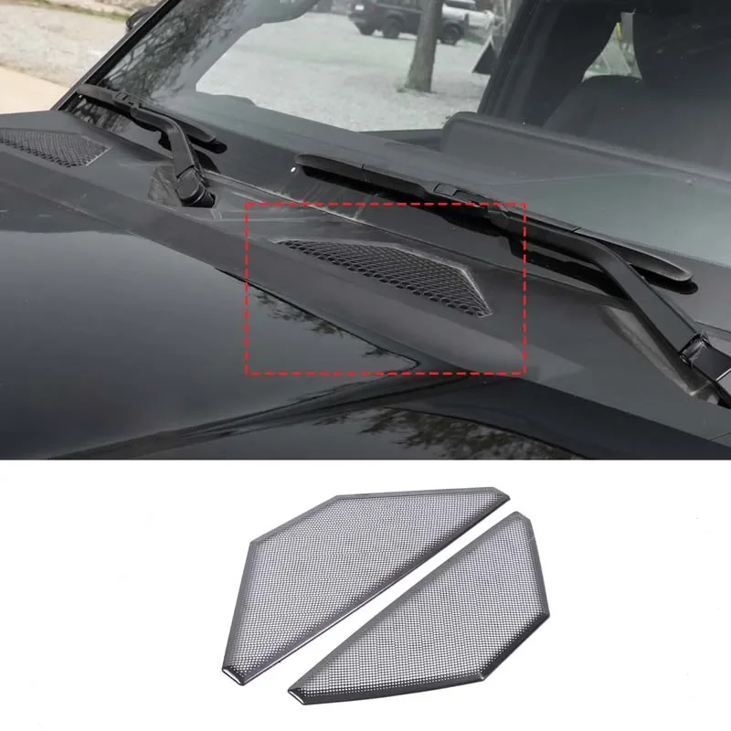 For Toyota Prado 2024+ Stainless Steel Black Car Front Hood Dust Cover Sticker Car Decorative Protection Accessories 2Pcs