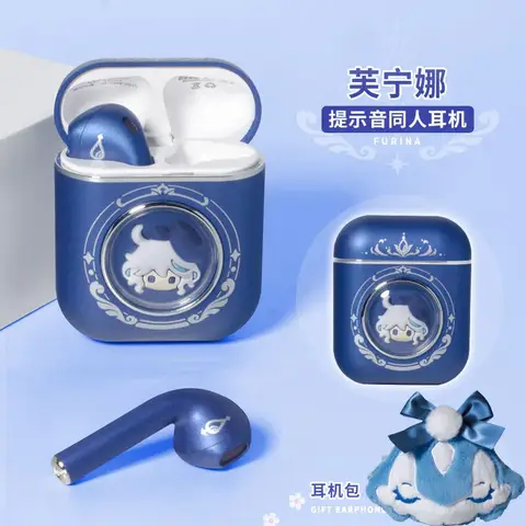 Furina Genshin Impact 무선 헤드폰 게임 애니메이션 선물 귀여운 HIFI Bluetooth5.3 헤드셋 코스프레 활성 소음 제거 이어 버드