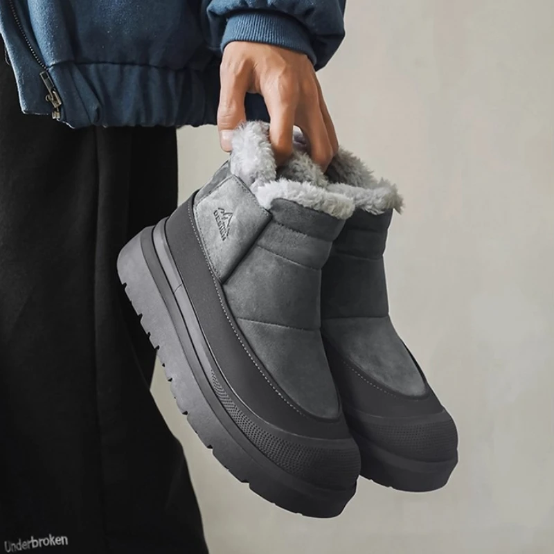 

Men's Winter Snow Boots Thiened Fce Lined Sports Waterproof Casual Mid-Calf Cotton Shoes Keep Warm Non-Slip Cotton Boots for Men