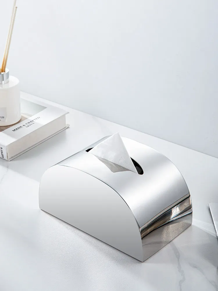 Semicircular curved tissue box Stainless steel metal pumping carton Advanced sense sample room Creative ornament Home soft decor