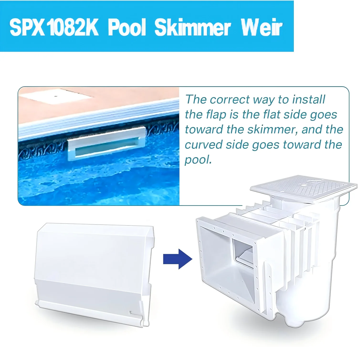 Universal Pool Skimmer Weir SPX1082K Exact Fit Replacement Panel for Swimming Pool Use