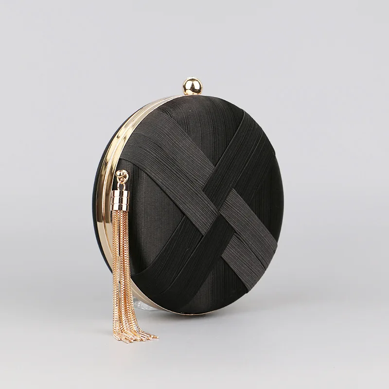 Women Evening Bags Tassel Round Clutch Purse Shoulder Bags Chain Wedding Party Handbags Bags Sac A Main Femme Luxury Wallets