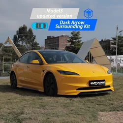 For Tesla 2024 Model3 highland Body Kit Carbon fiber pattern Rear Diffuser Spoiler Front Bumper Lip Side Skirt Refit Accessories
