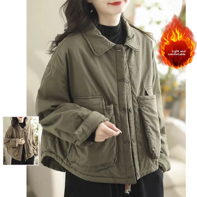 Retro Japanese Sle Lightweight ort Casual Pure Color Workwear Jaet plus Size Women's Spring Autumn Faion Small Stature