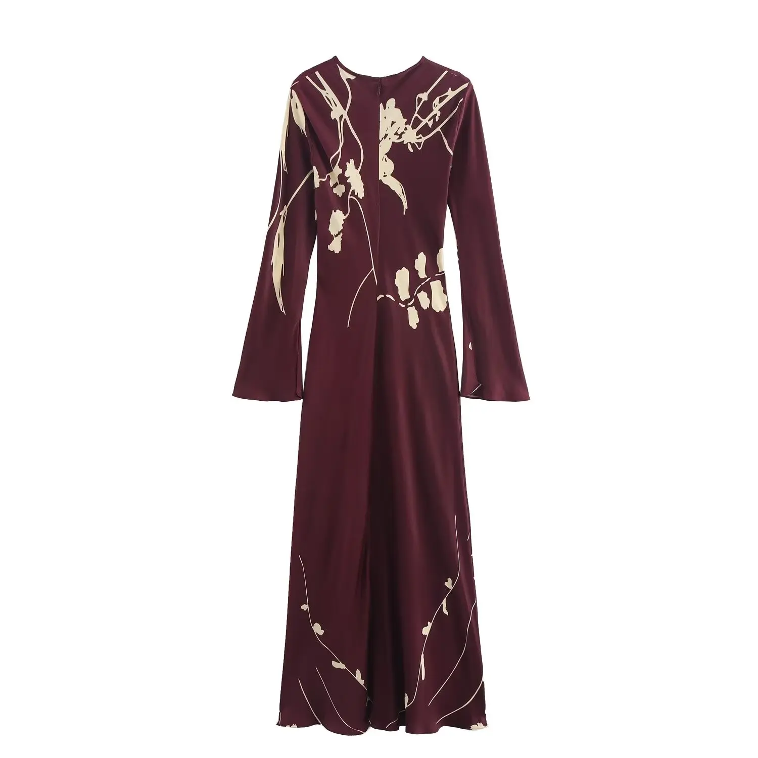 Tangada 2024 Women Flower Print Dress Flare Long Sleeve Female Midi Dress 6x0416