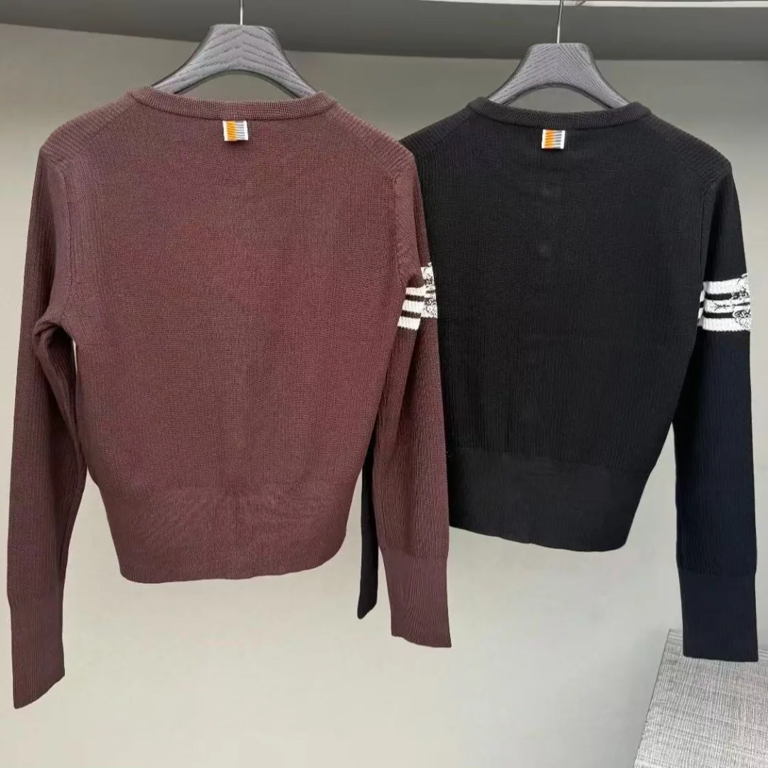 Women's Golf Knit Cardigan 2026 Fall New Korean Style Black Button-Up High-End Elegant Chic Slim Fit Lightweight Soft Breathable