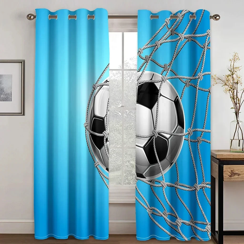 

Red White Blue Flag Soccer Curtains Balls Football Design 3D Window Curtains for Living Room Window Treatment Drapes cortinas